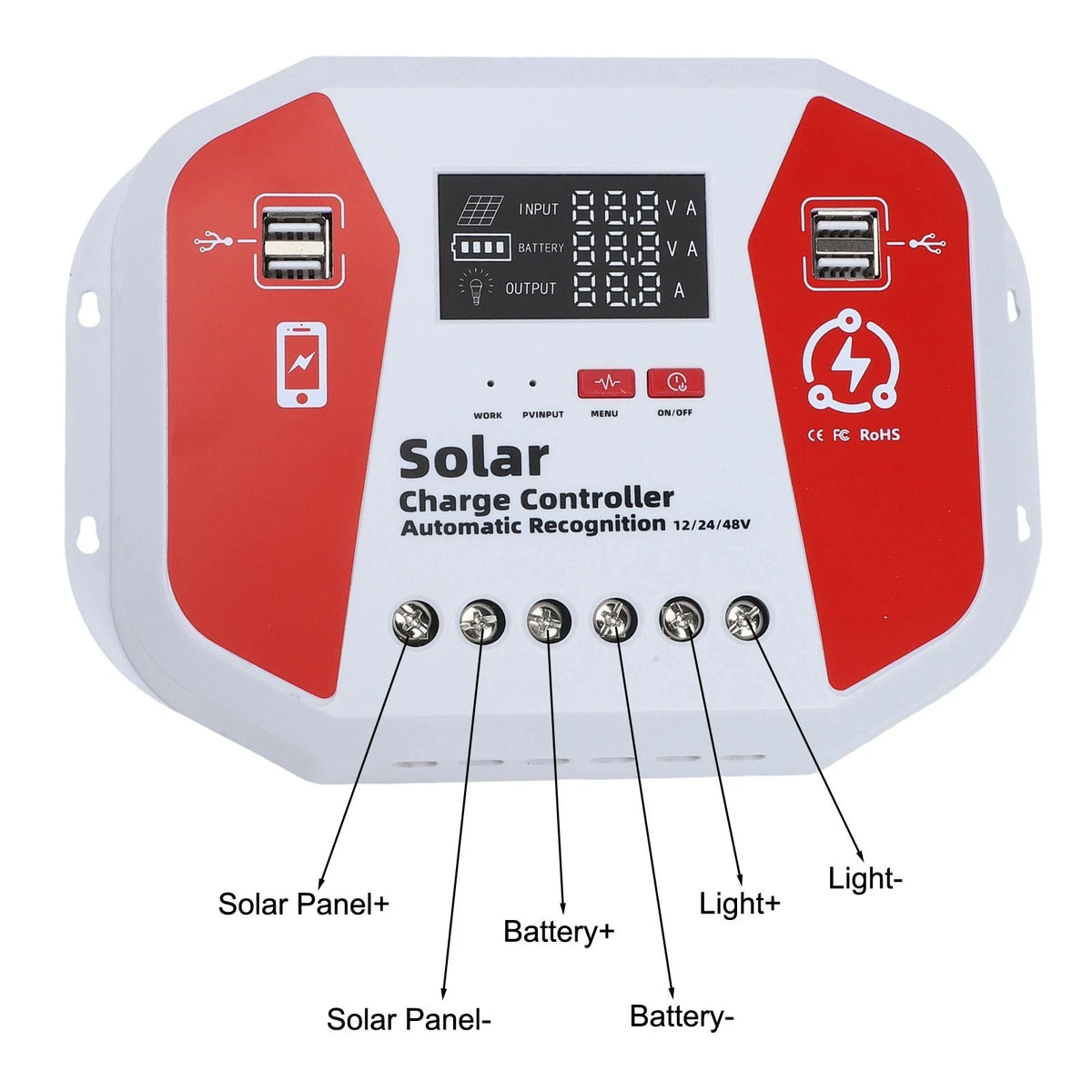 LCD Display Solar Charge Controller 60A for 12V 24V 48V