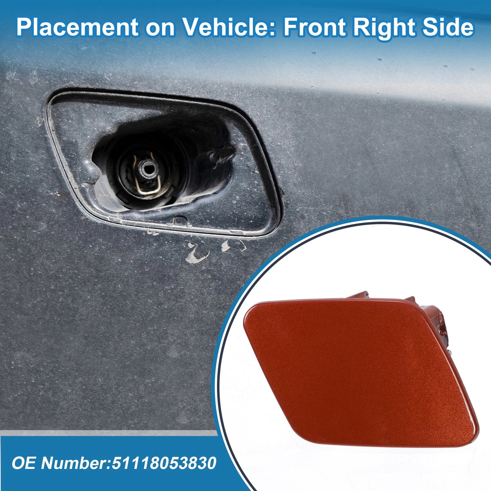 Front Right Headlight Washer Nozzle Cover Cap for BMW 1 Series (2007–2013)