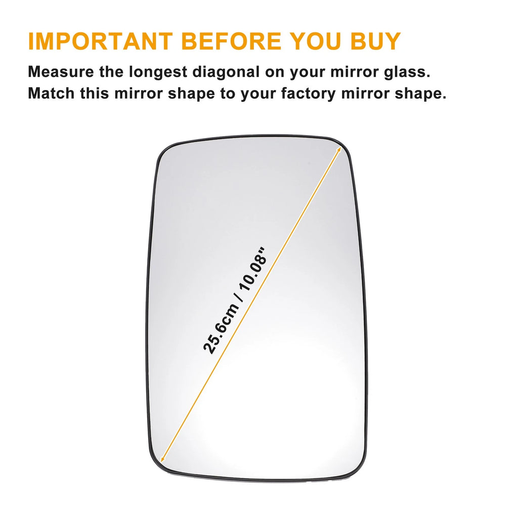 Left Upper White Mirror Glass with Heated Back for Mercedes Sprinter (1995–2006)