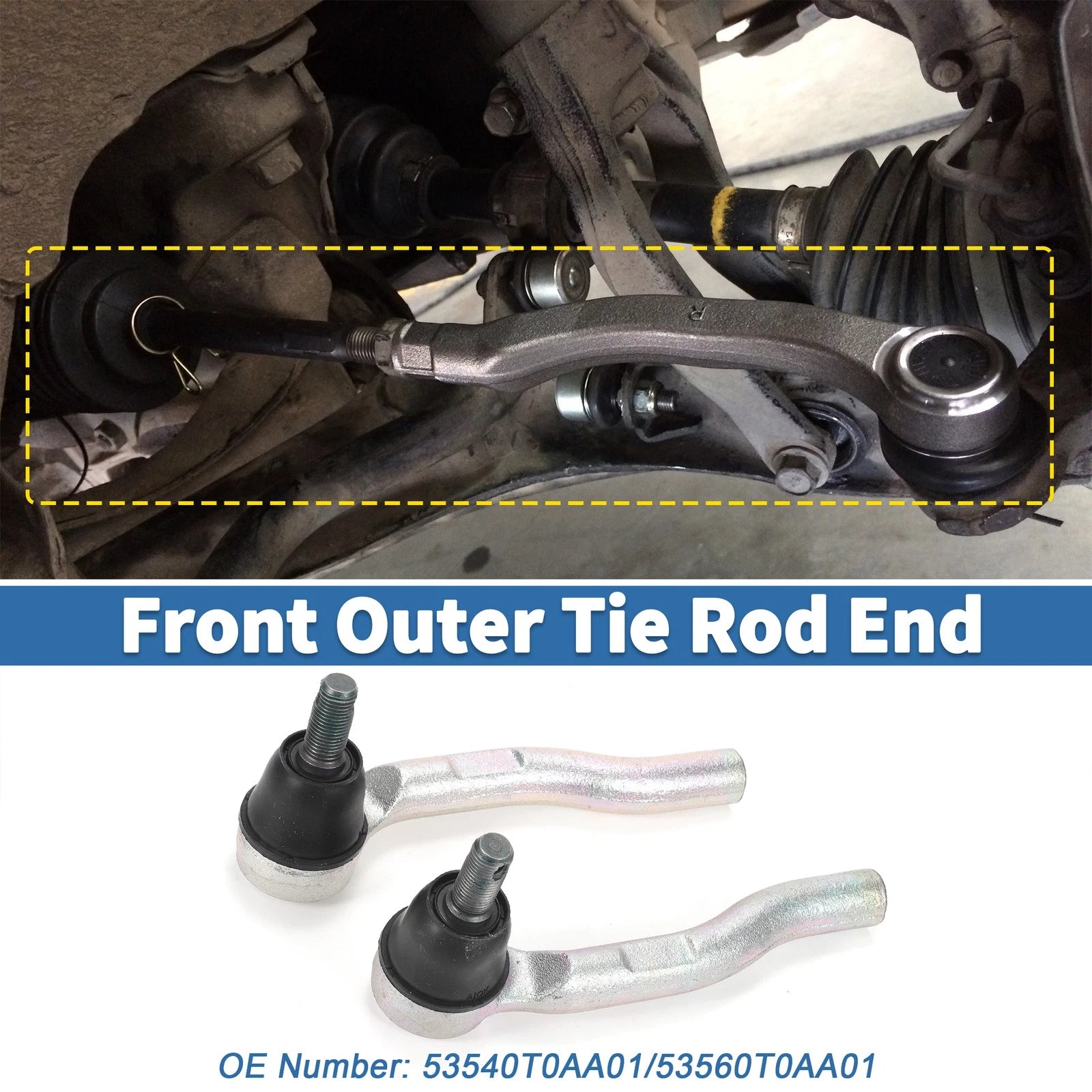 2PCS Front Outer Tie Rod Ends for Honda CR-V (2012–2018) Drag Link