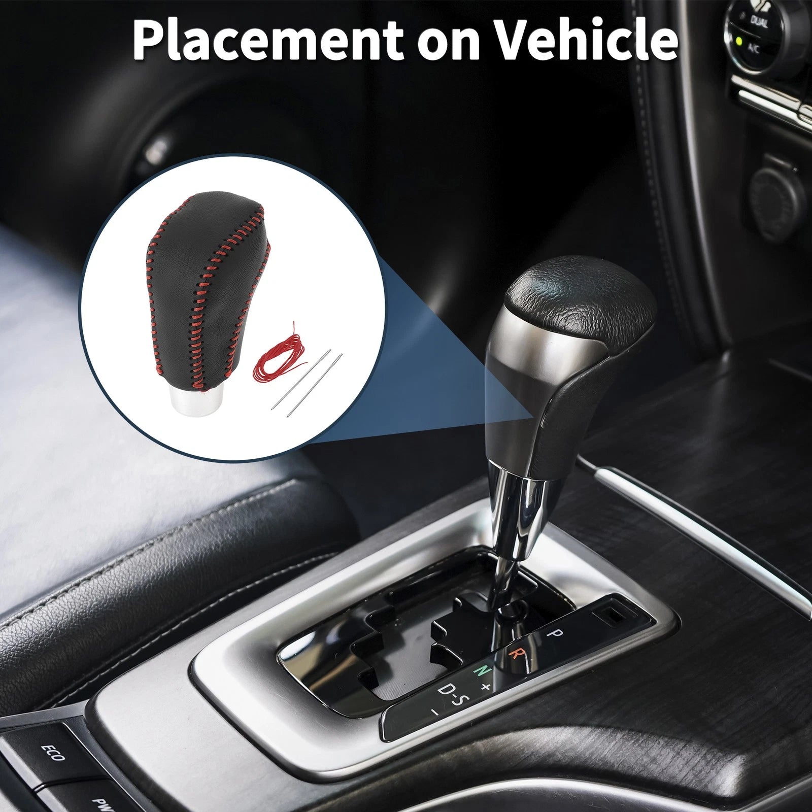 Gear Shift Knob Cover for Volkswagen Jetta (2012–2019) Black Red
