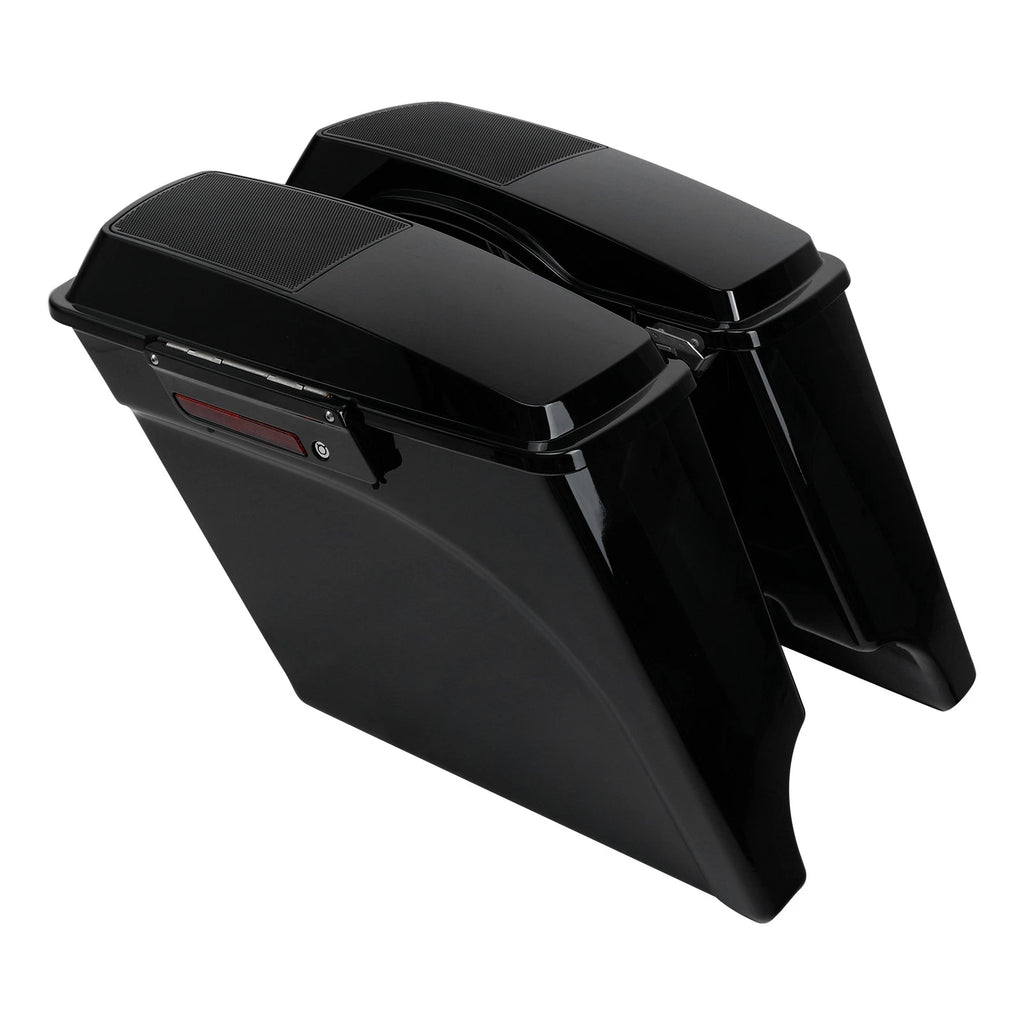 Black 5" Extended Saddlebag 6x9" Speaker Lids & Bracket for Harley Softail (1984–2017)