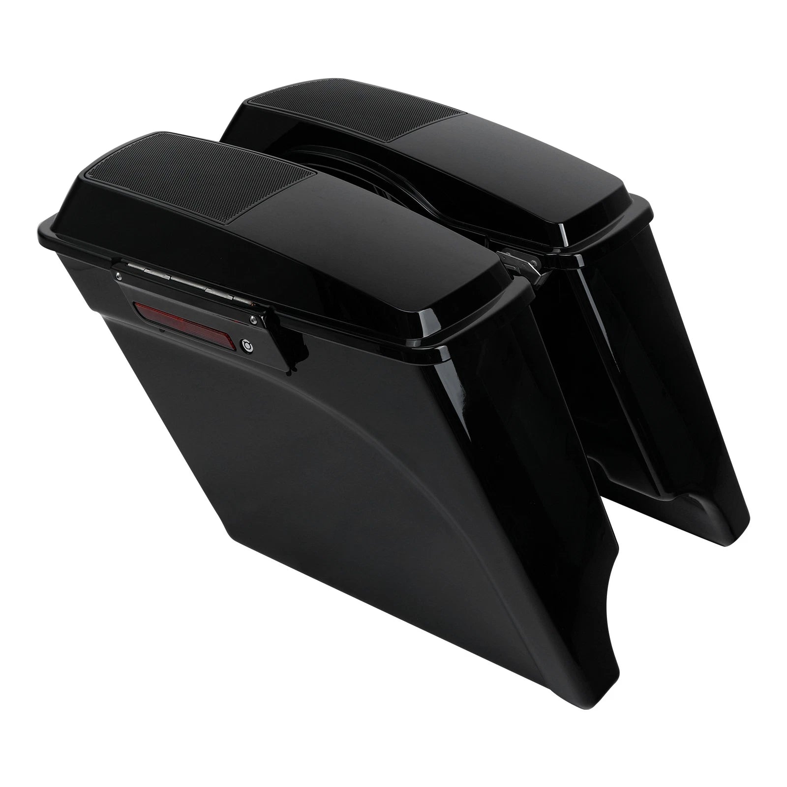 Black 5" Extended Saddlebag 6x9" Speaker Lids & Bracket for Harley Softail (1984–2017)