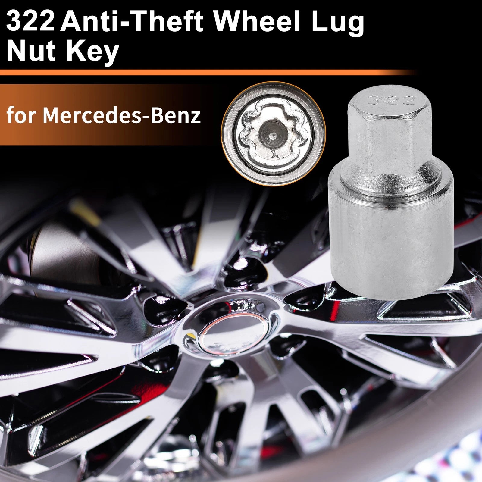 Wheel Lock Lug Nut for Mercedes-Benz Locking Nut Key Socket Removal Tool (2000–2020)