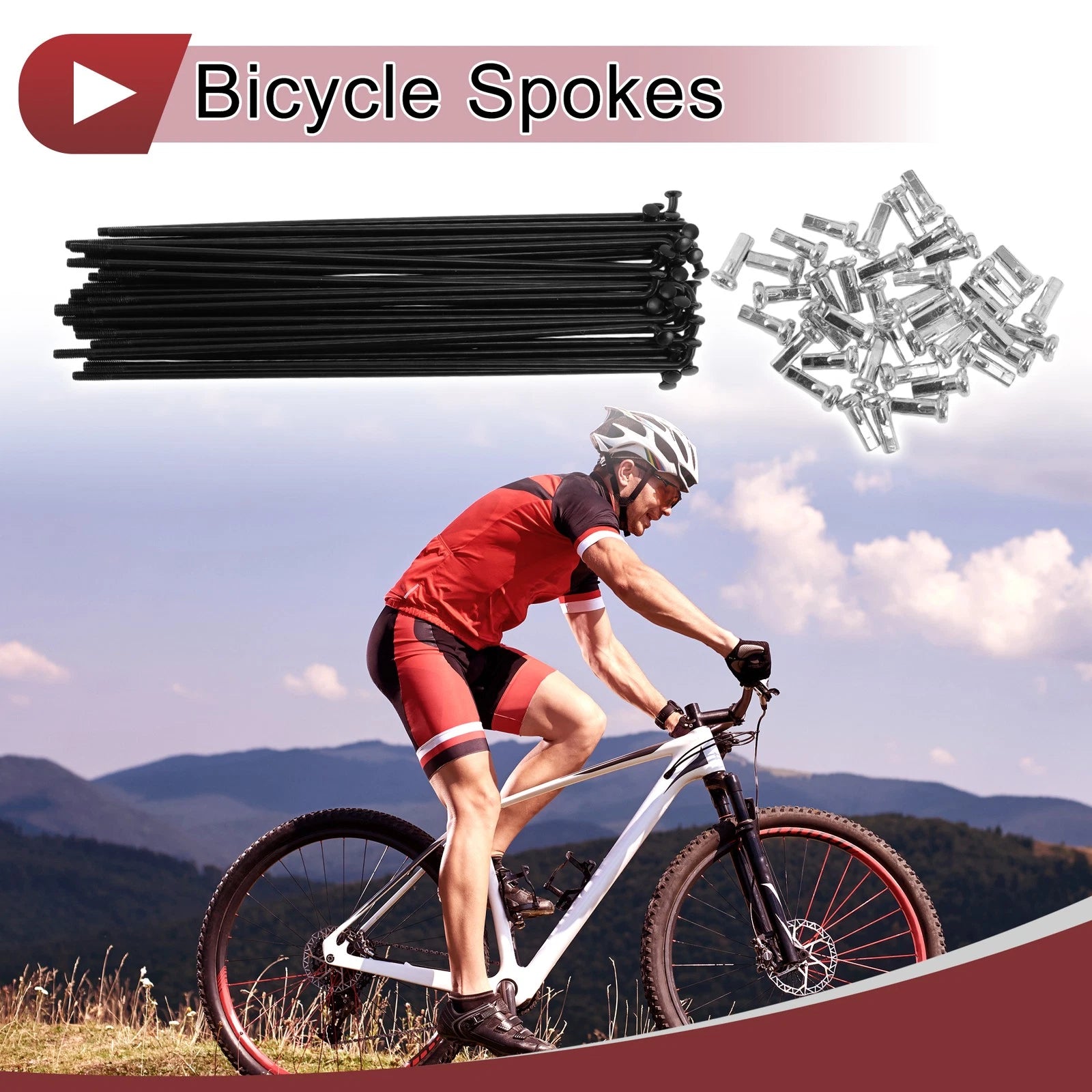 Bicycle Spoke Set 14G 131mm for Carbon Steel Wheel Replacement (38)
