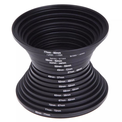 18pcs Camera Lens Filter Adapter Ring Universal 37-82mm