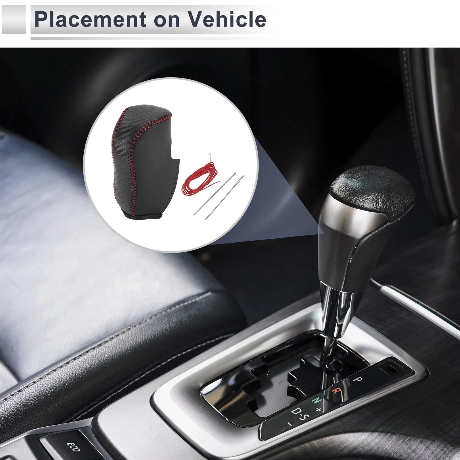 Gear Shift Knob Cover Replacement for Honda Civic (2012–2014) Black Carbon Fiber