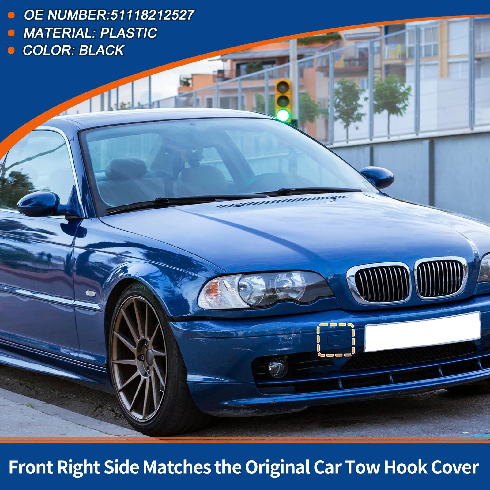 Tow Hook Cover Front Replacement for BMW 525i 528i 530i (2004–2010)