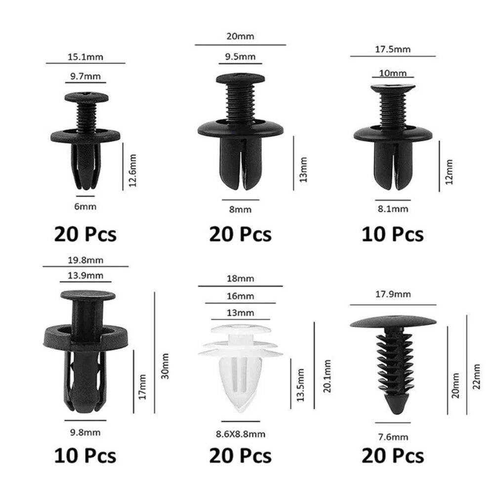 100Pcs Push Retainer Pin Rivet Fastener Kit for Bumper Door Trim Panel