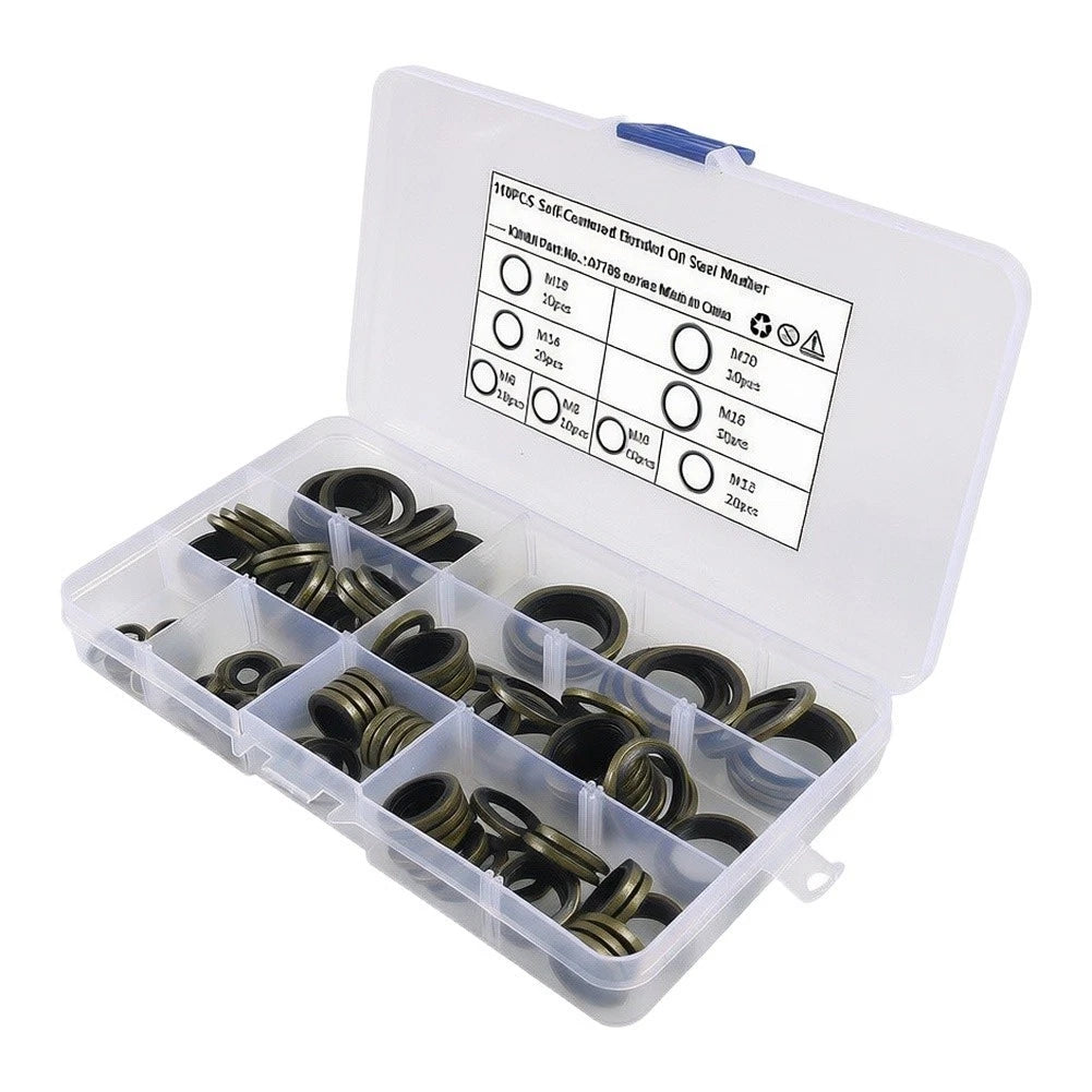 110 pcs Crush Washers for Engine Oil Drain M6-M20 Sizes