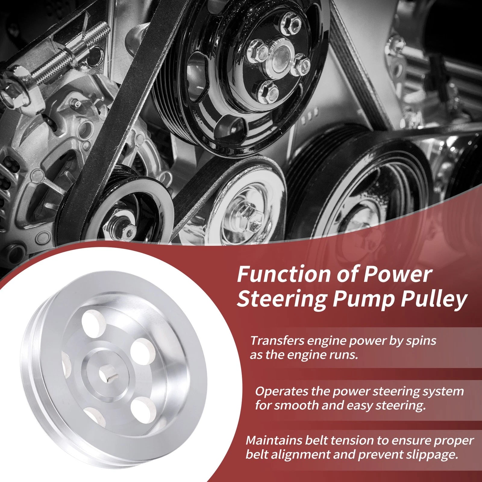 2 Groove Power Steering Pump Pulley Replacement for Chevy (1999–2019)