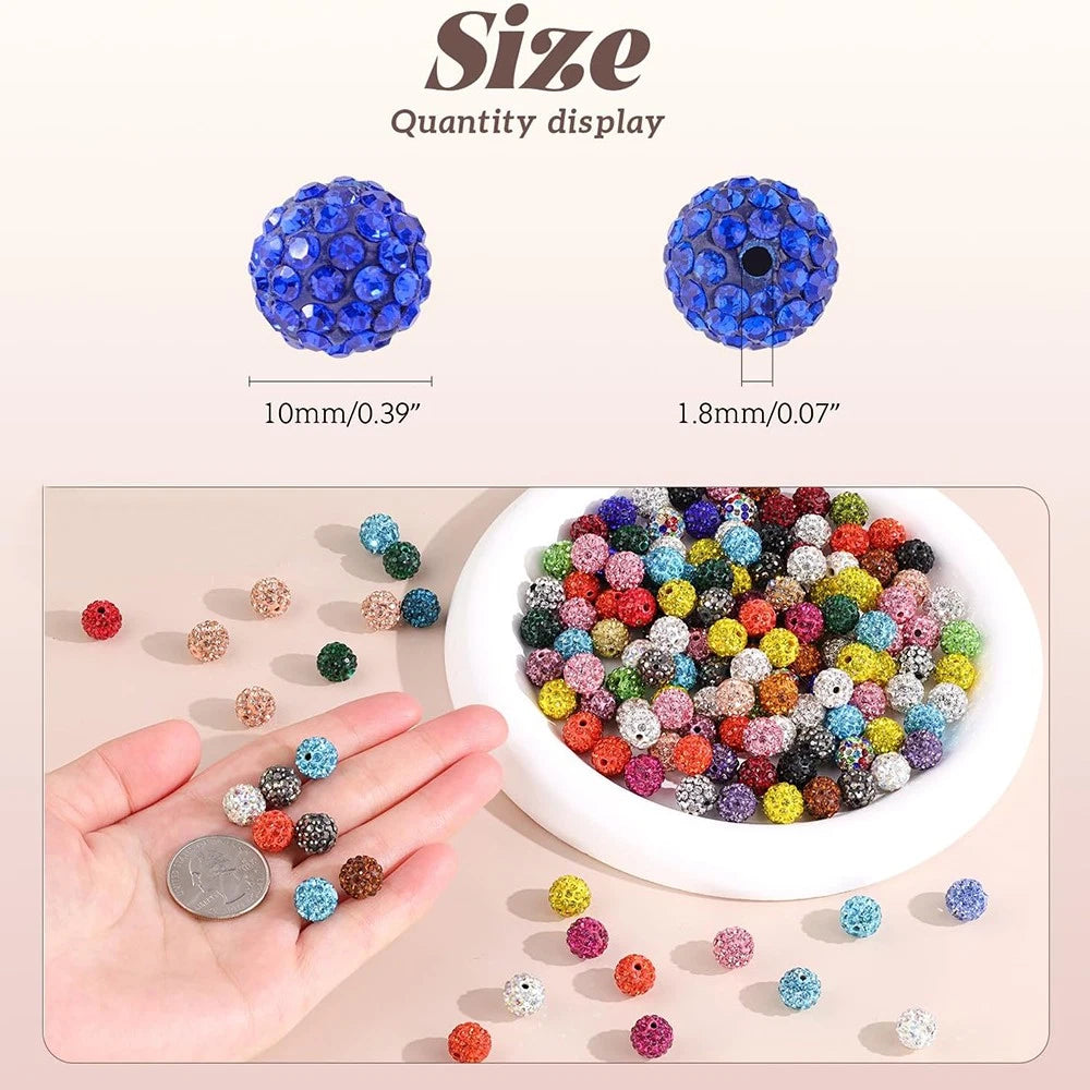 100pcs 10mm Orange Shiny Round Rhinestone Beads for Crafting