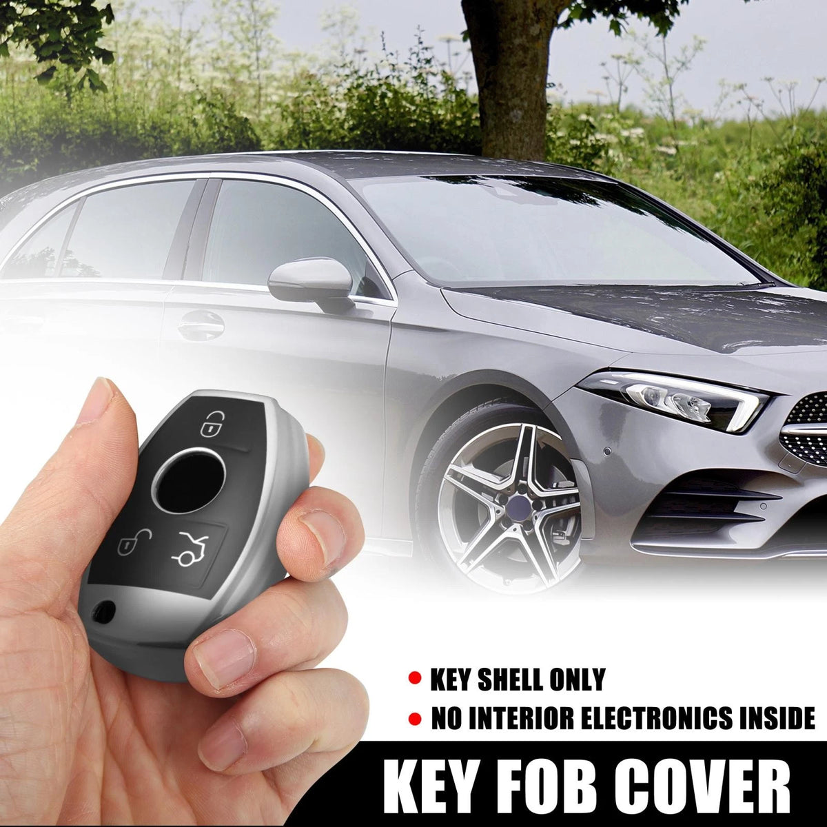 Car Key Fob Cover Remote Key Case Replacement for Mercedes Benz C E S (2008–2016)