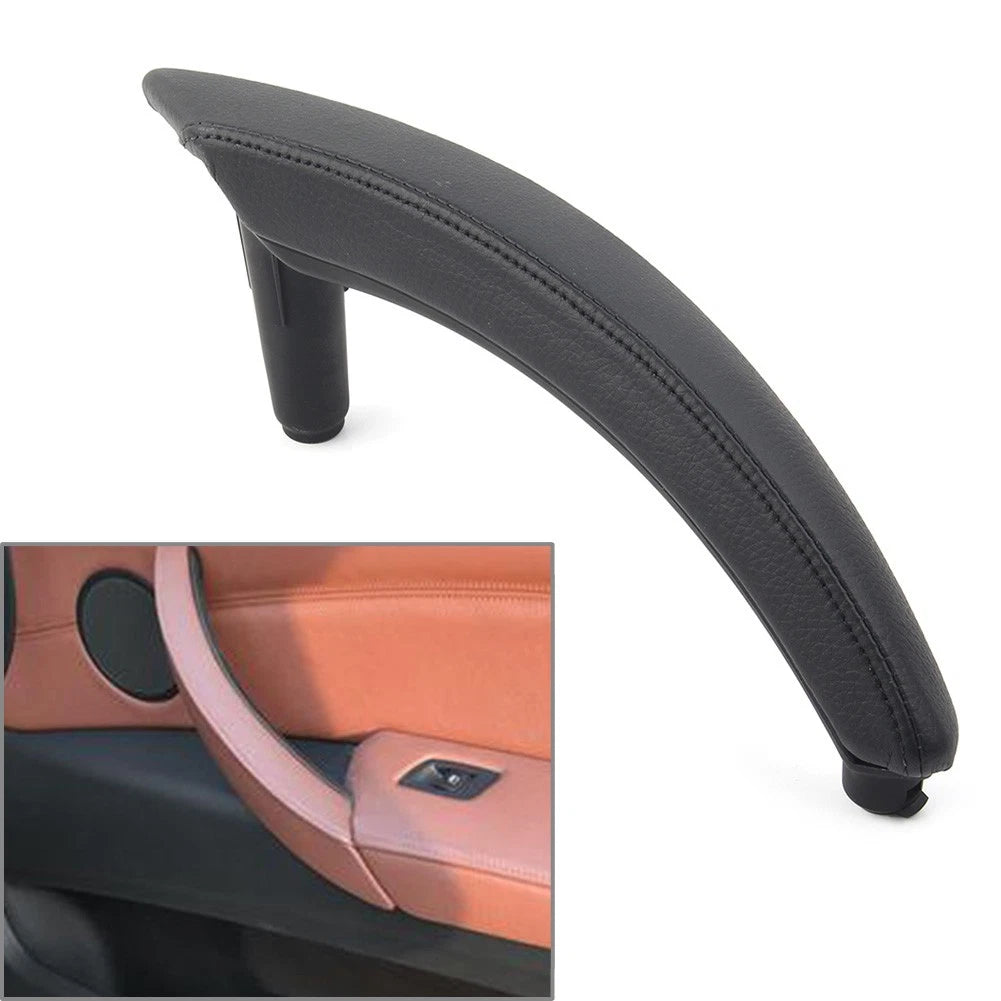 1Pcs Door Trim Pull Handle Right Side Real Leather for BMW X5 X6 E70 Black
