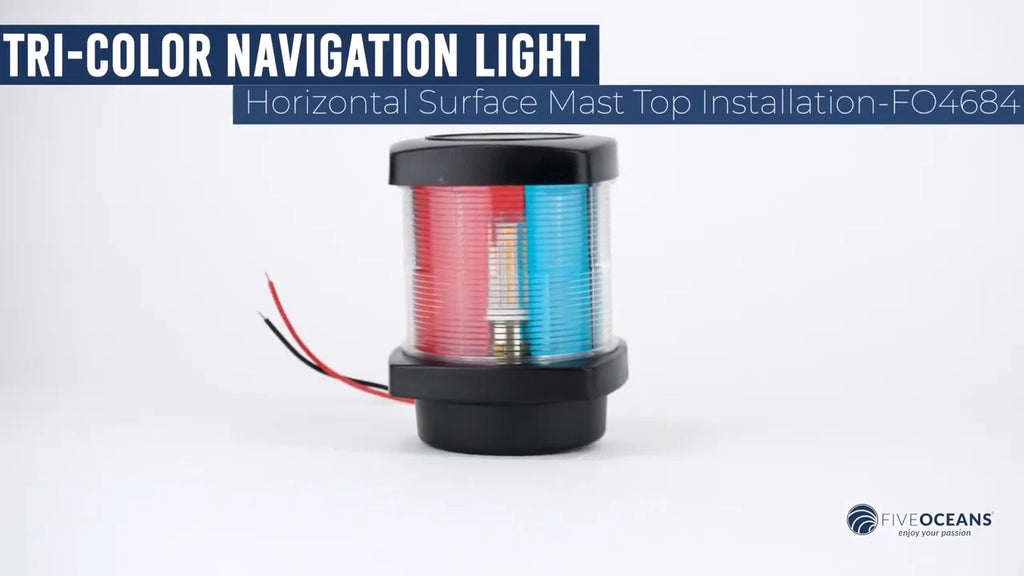 LED Tri-Color Navigation Light for Boats (12V DC, Vertical Mount)