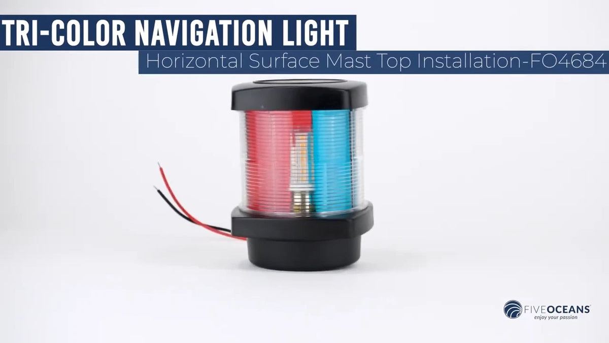 LED Tri-Color Navigation Light for Boats (12V DC, Vertical Mount)