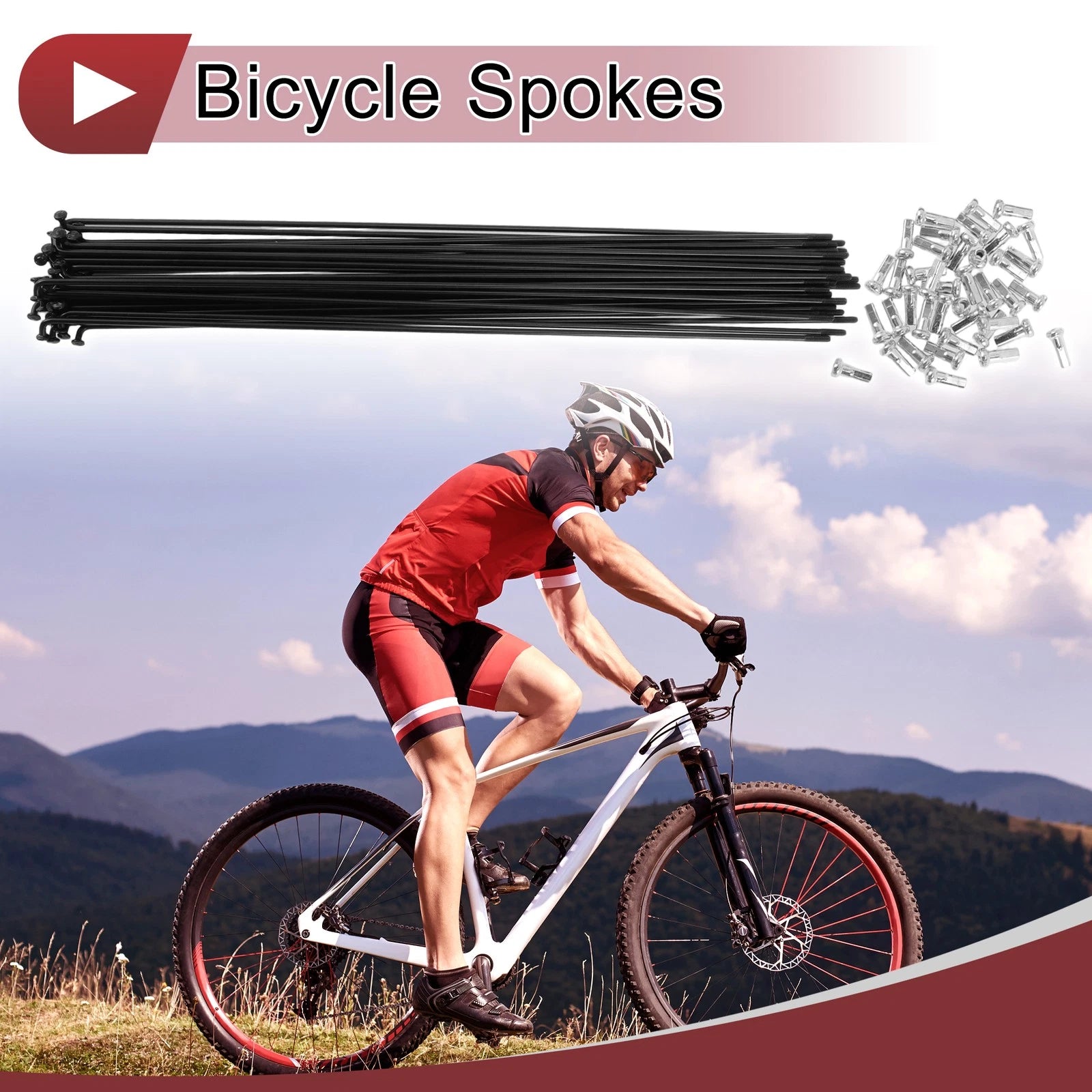 Bicycle Spoke 14G Carbon Steel 246 mm Replacement Set for Wheel