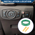 Headlight Switch Knob Cover Ring for Ford Mustang (2015–2020) Green