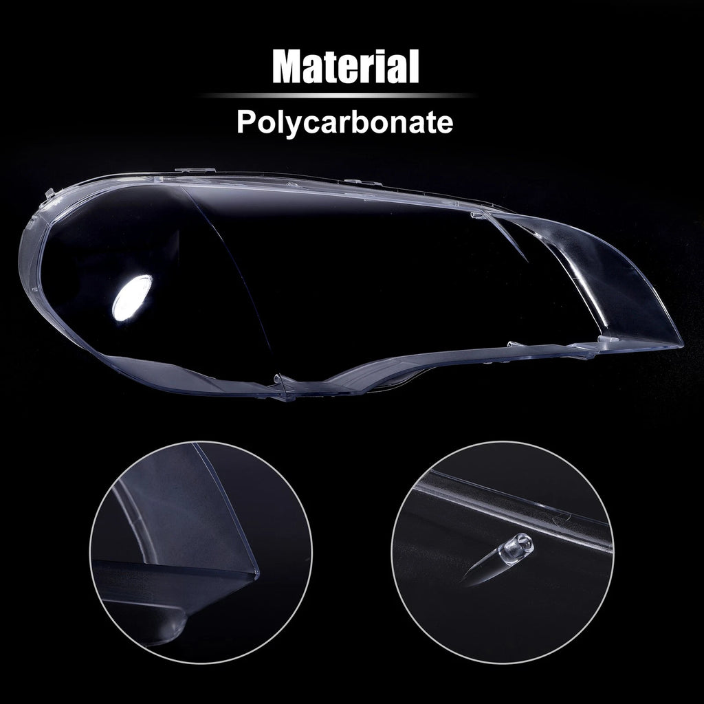 Headlight Lens Cover Cap Pair Front for BMW X5 E70 (2007–2013)