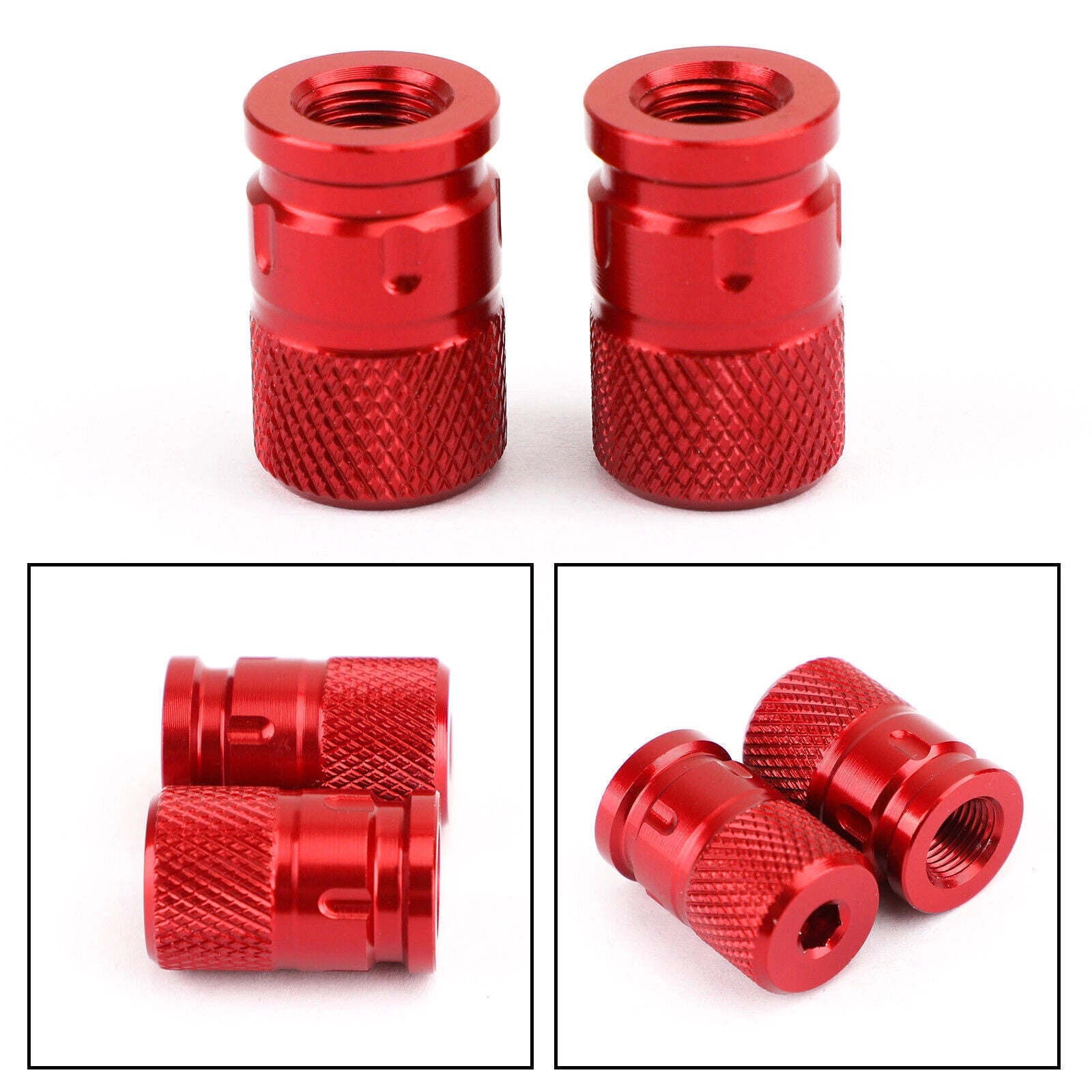 CNC Aluminum Red Anti-Theft Tire Valve Stem Cap for Motorcycle Car Truck Bike
