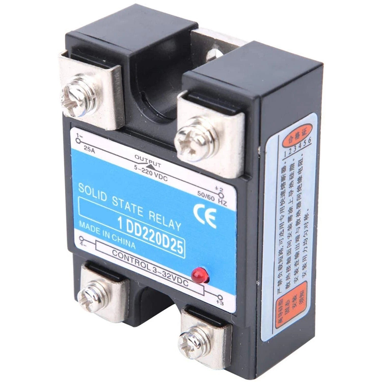 SSR-25DD Solid State Relay for DC Input 3-32VDC to Output 5-240VDC 25A