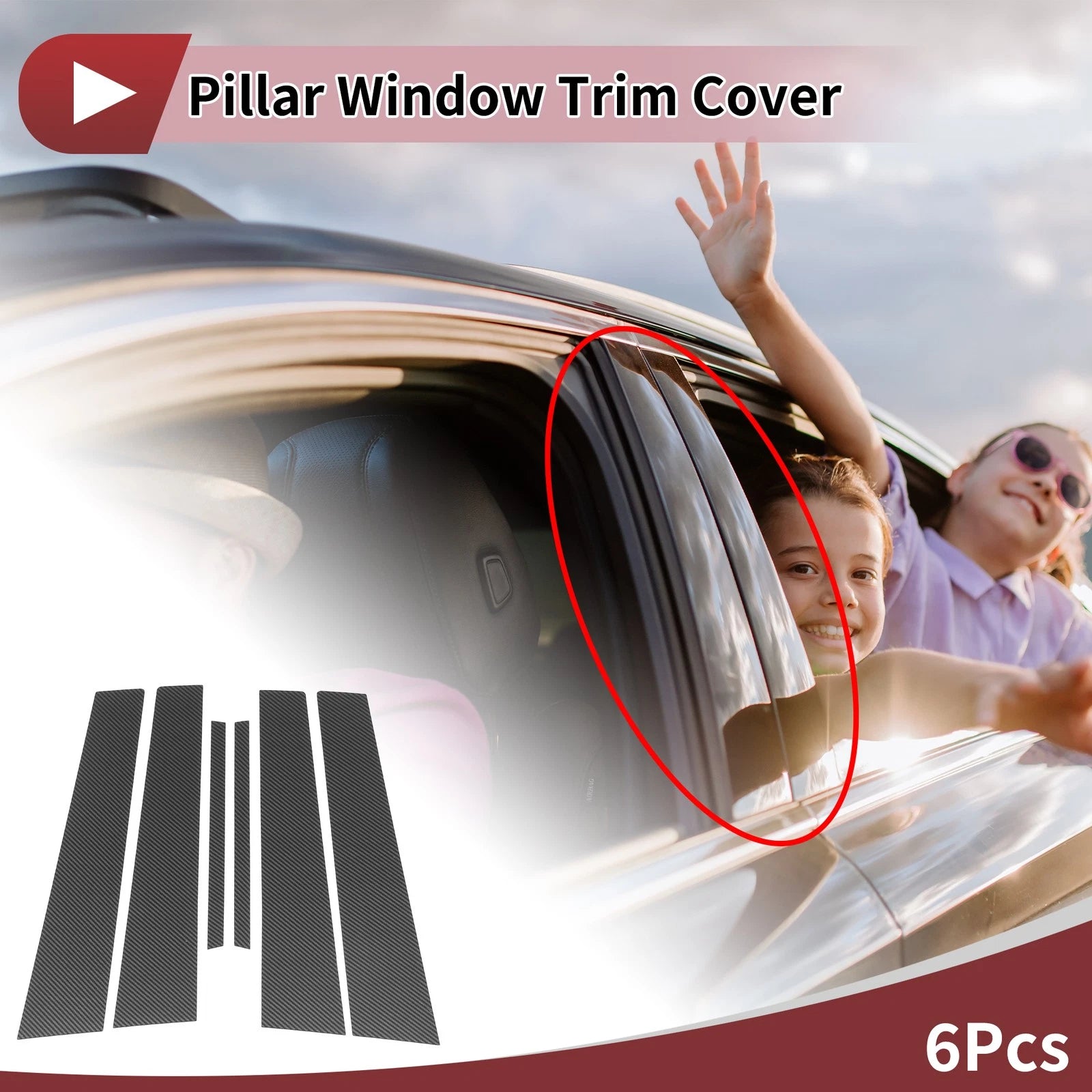 6 Pcs Door Pillar Window Trim Replacement for Lexus IS (2006–2013) Black