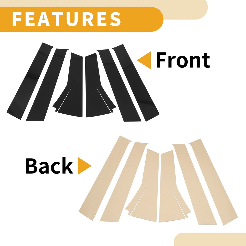 6 Pcs Door Pillar Window Trim for Honda Fit (2013–2019) Black