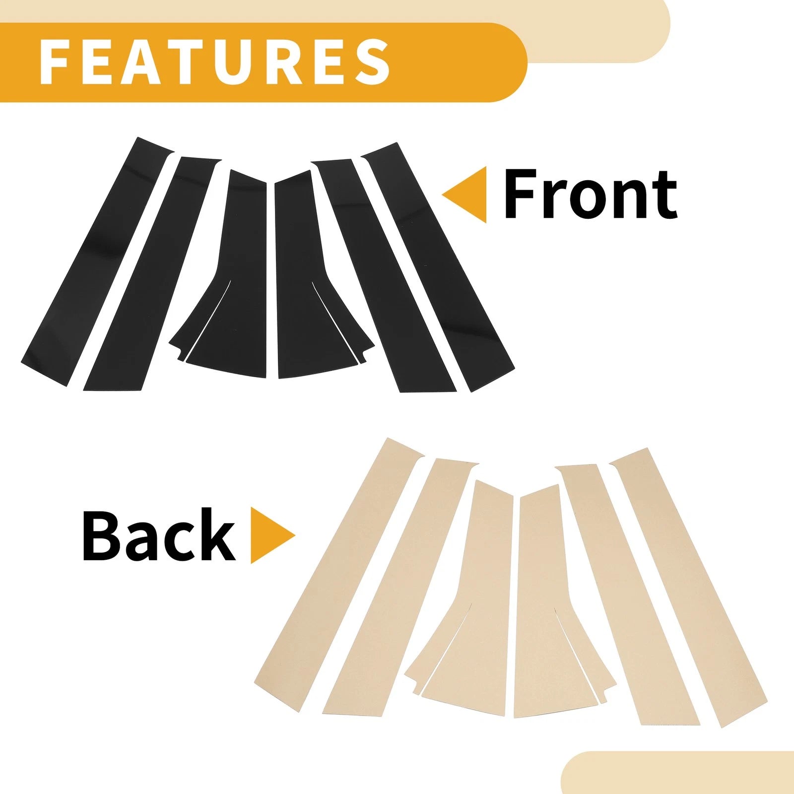 6 Pcs Door Pillar Window Trim for Honda Fit (2013–2019) Black