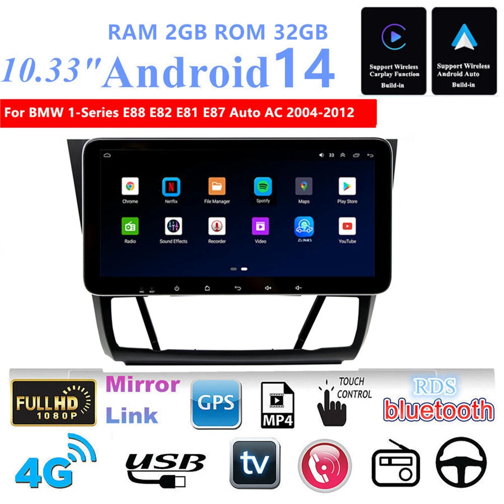 10.33'' Car Stereo Radio for BMW 1-Series E81 E82 E87 E88 (2004–2012)