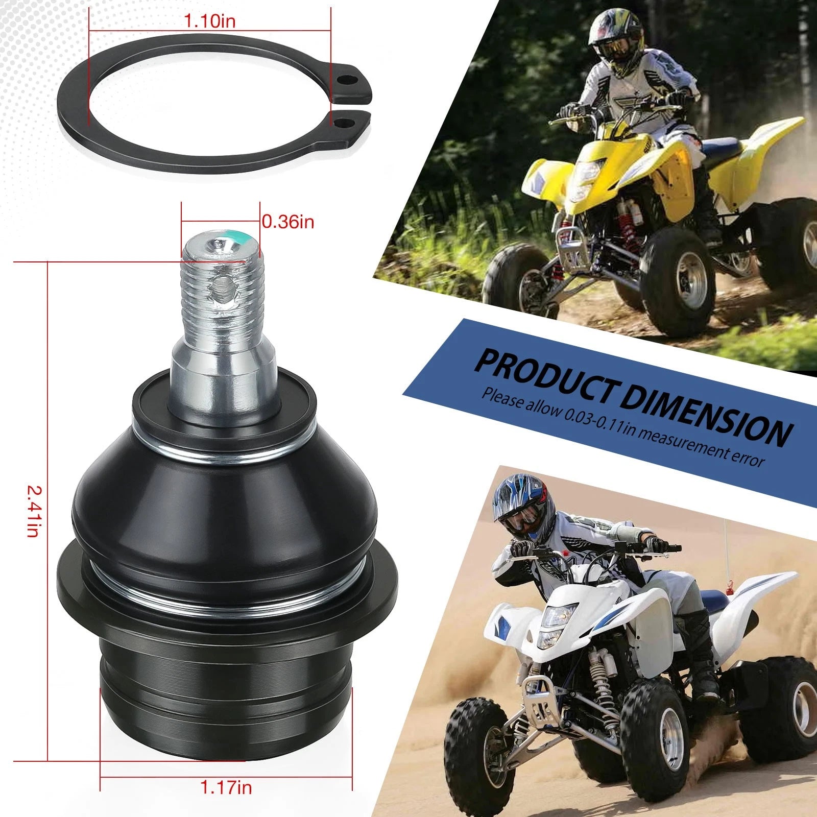 Set of 2 Upper Arm Ball Joints for Suzuki QuadSport Z400 (2003–2014)
