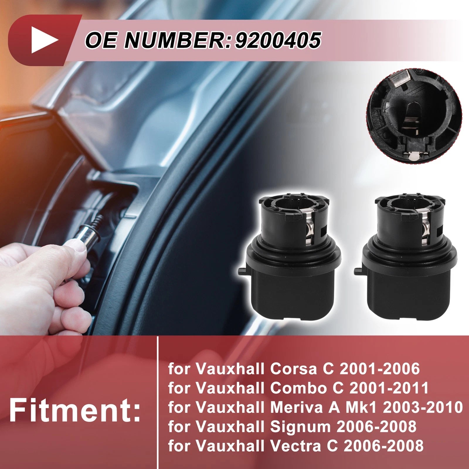 2X Front Indicator Light Socket for Vauxhall Corsa C (2001–2006) No. 9200405