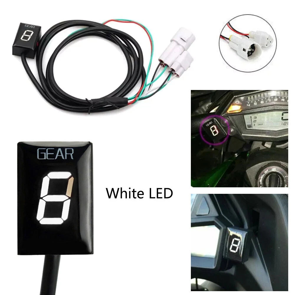 White LED Gear Indicator for Yamaha FZ6, 6R, YZFR1, R6, WR250R, FZN150, XJ6 (2004–2023)