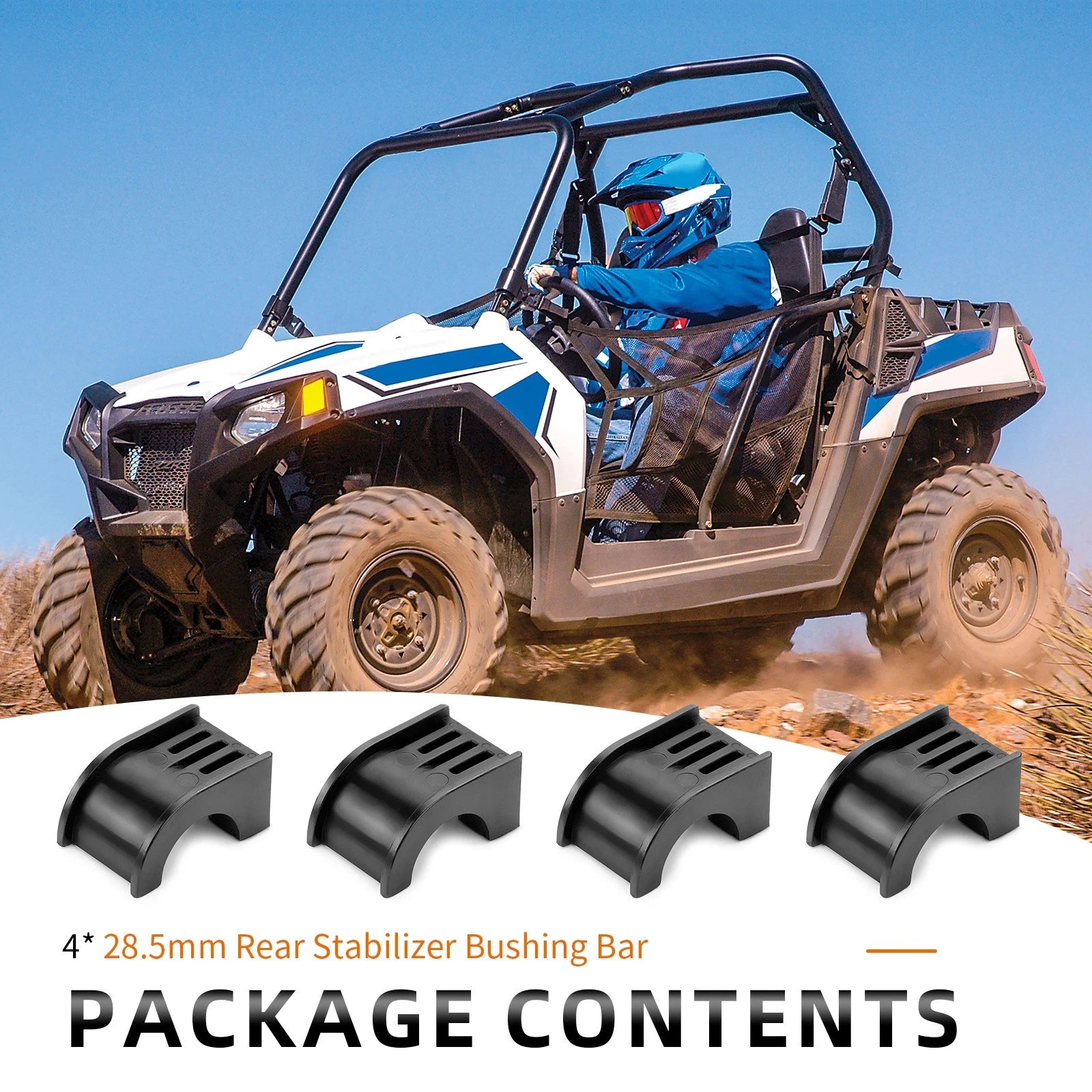 Set of 4 Rear Stabilizer Bushings for Polaris RZR S 570 EPS (2017)