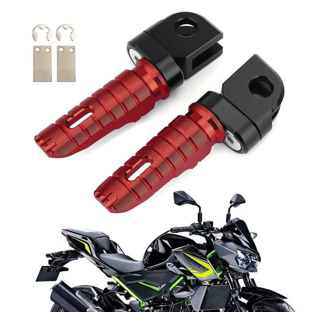 Front Footrests Foot Pegs for Kawasaki Z300 Z400 Z650 Z800 Z900 Z1000 (2013–2023) Red T9