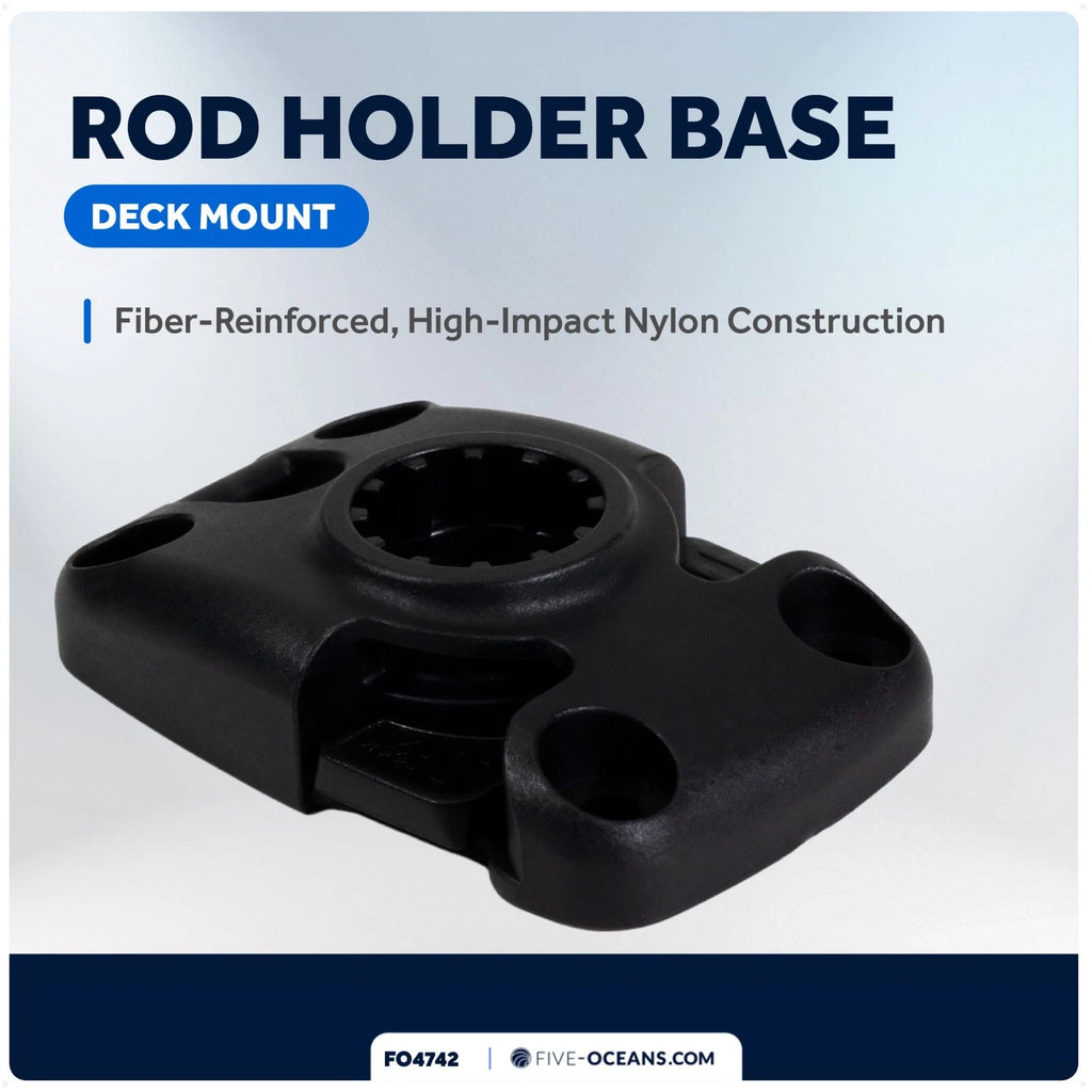 Fishing Rod Holder Deck Mount Base for Kayak (Sliding-Lock, Black)