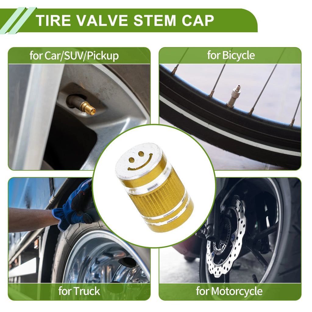 Tire Valve Stem Caps Gold Tone Replacement for Bicycle (4 Pcs) (—)