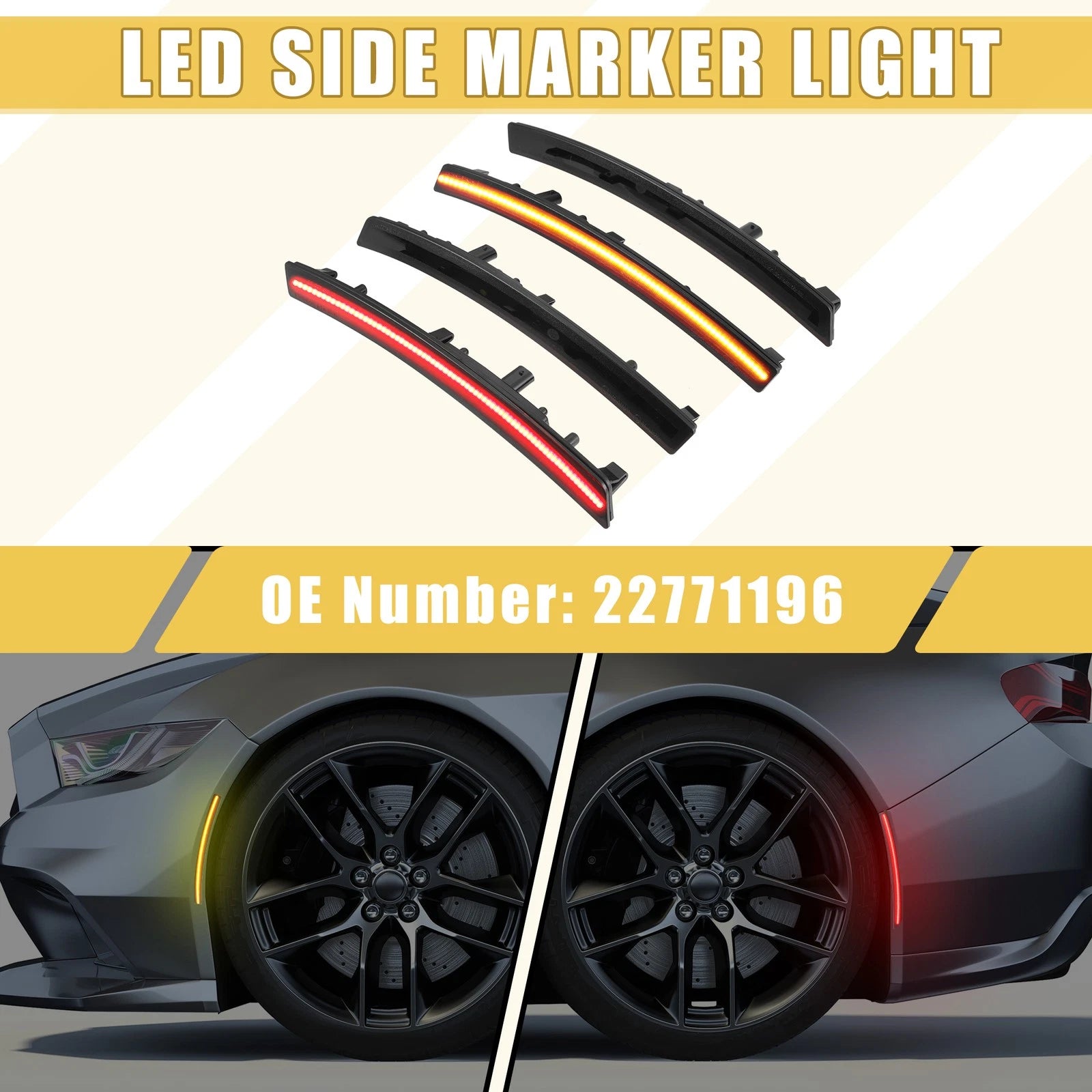 Front Rear LED Side Marker Light Pair for Chevrolet Red Amber (2016–2022)