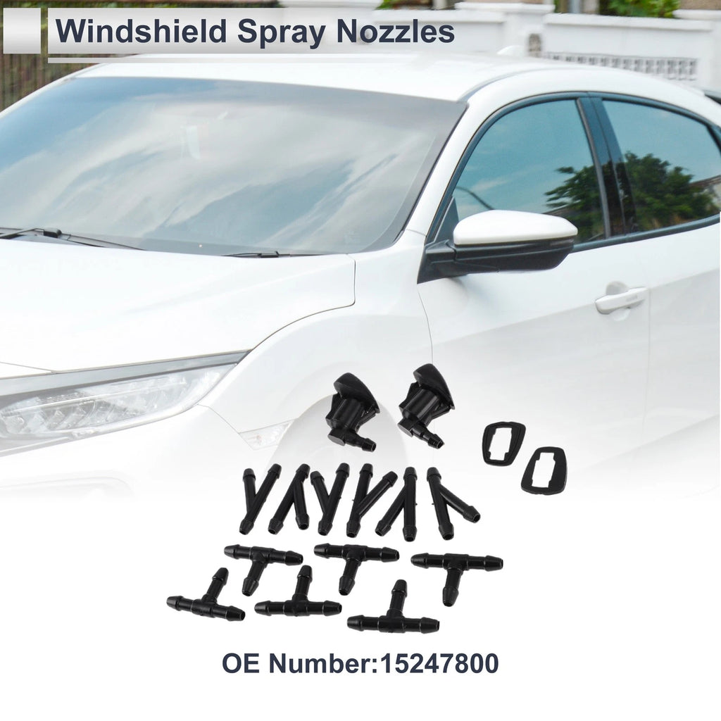 Windshield Washer Nozzle Replacement Set with 6 Hose Connectors for GMC (2003–2019)
