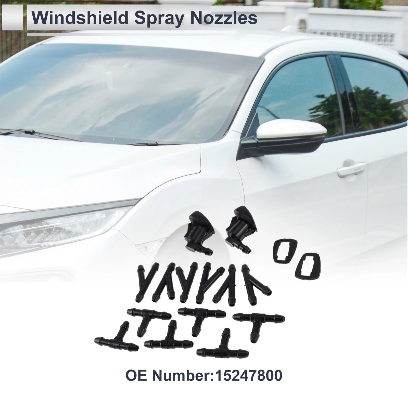 Windshield Washer Nozzle Replacement Set with 6 Hose Connectors for GMC (2003–2019)