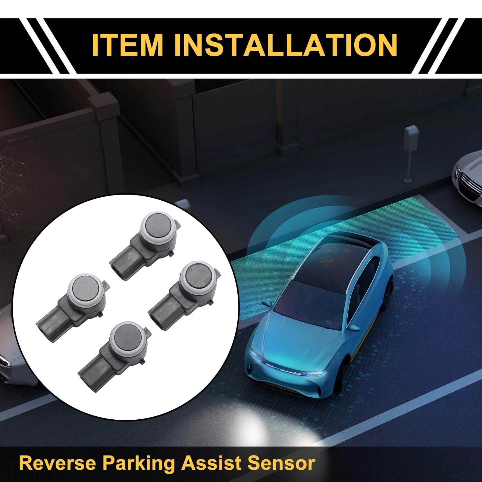 4 Pcs Bumper Reverse Backup Parking Sensor Replacement for Ram 1500 2500 3500 (2010–2024)