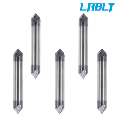 5Pcs 3/8" 4 Flute 90 Degree Double End Carbide Chamfer Mill