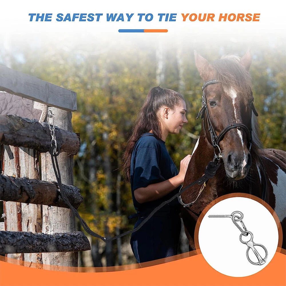 Horse Tie Ring with Eye Bolts and Snaps for Saddle Fit
