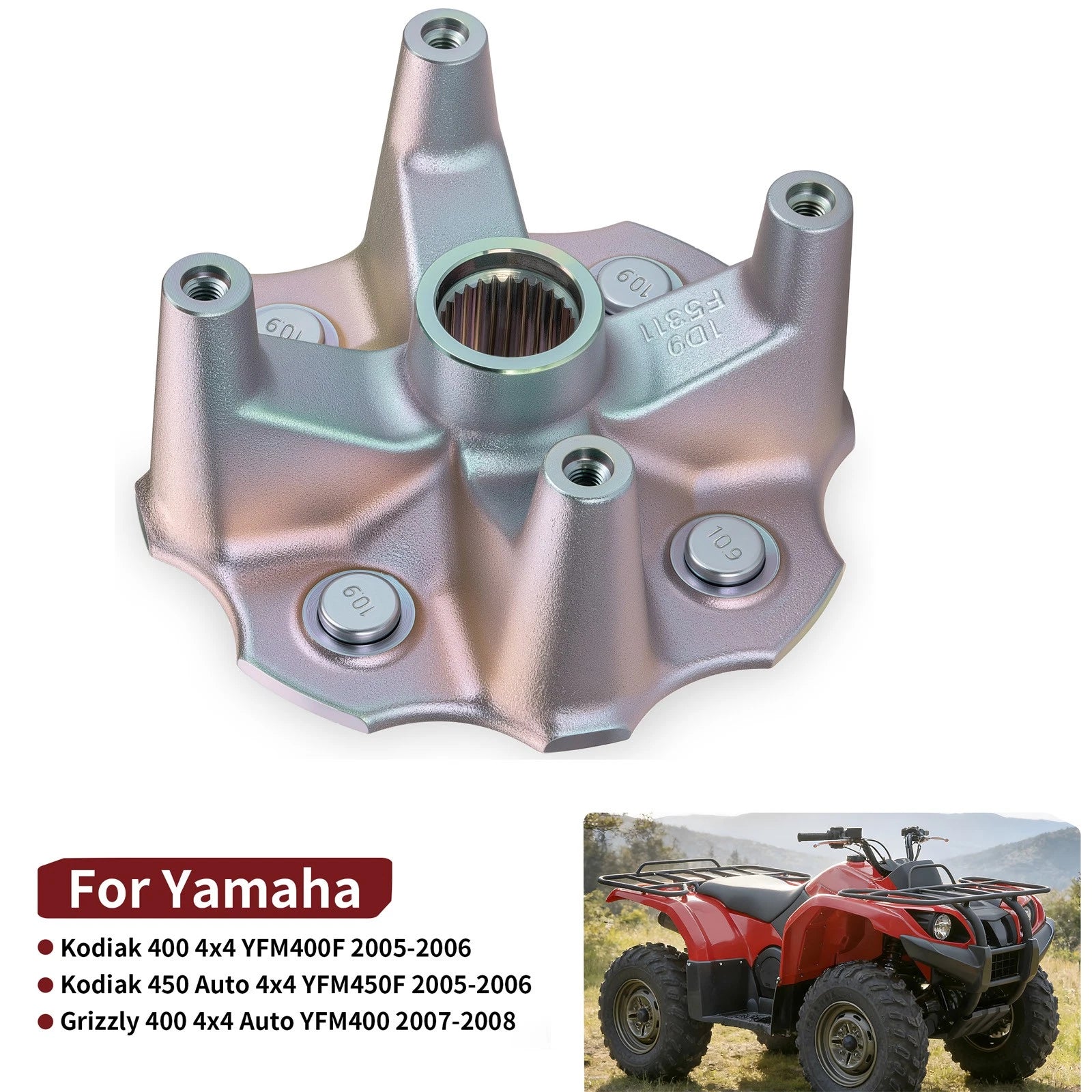 Rear Left Wheel Hub 1D9-F5311-01-00 for Yamaha Kodiak 400 450 Grizzly 400 (1993–2006)