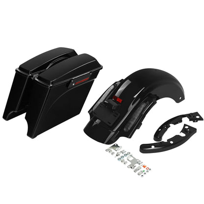 5" Stretched Saddlebags for Harley Touring (2009–2013) - Black Latches & Fender
