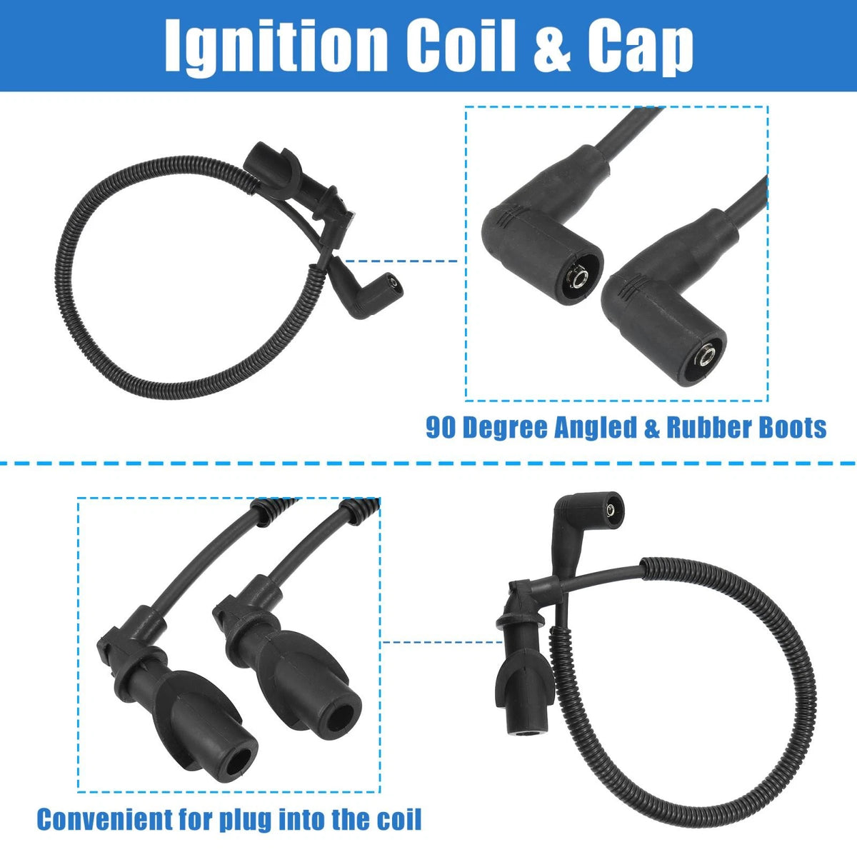 2pcs Ignition Coil Spark Plug Wire for Polaris Sportsman 800 700 (2002–2014) 4011364 4012439