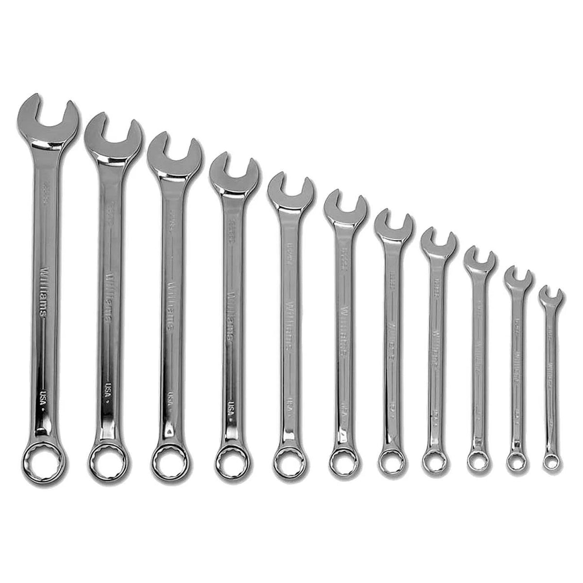 Set of 11 SAE Combination Wrenches for Automotive Use