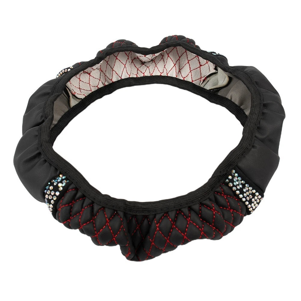 Steering Wheel Cover for Car (15/37-38cm) PU Leather Anti Slip Protector