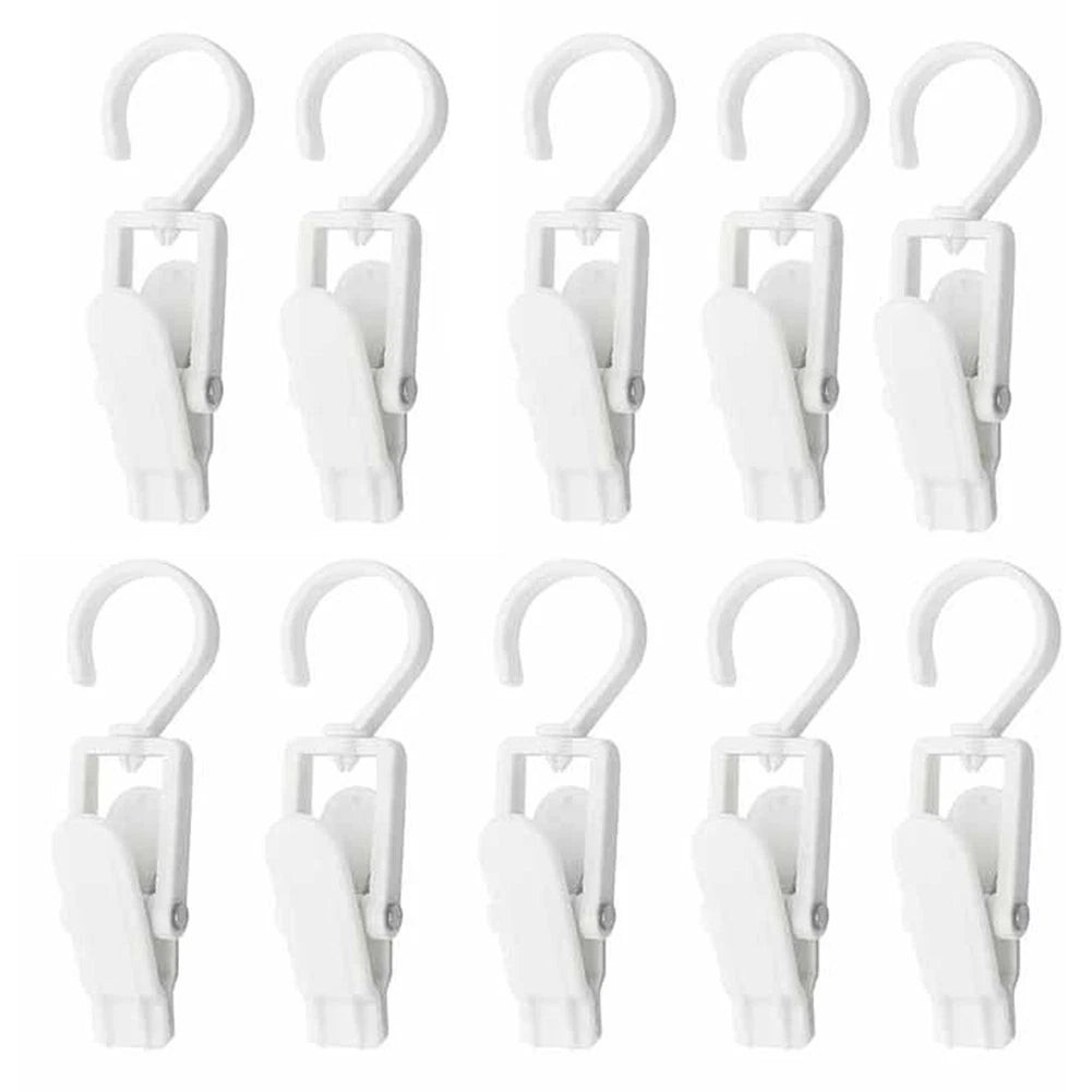 Set of 10 Rotating Hook Clips for Clothes Towels Space Saver