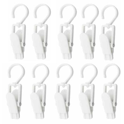 Set of 10 Rotating Hook Clips for Clothes Towels Space Saver