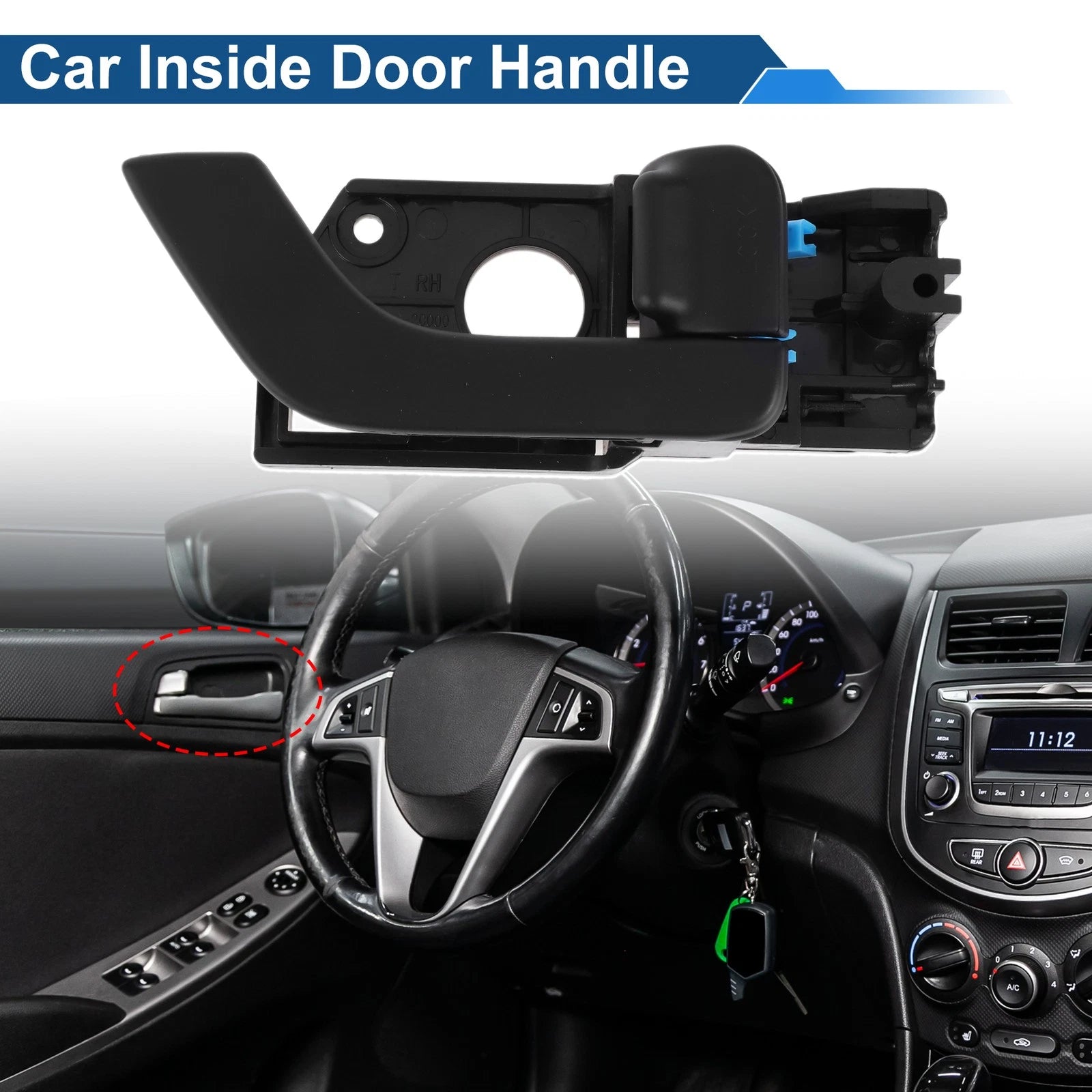 Front Driver Side Interior Door Handle Replacement for Hyundai Tiburon (2002–2008)